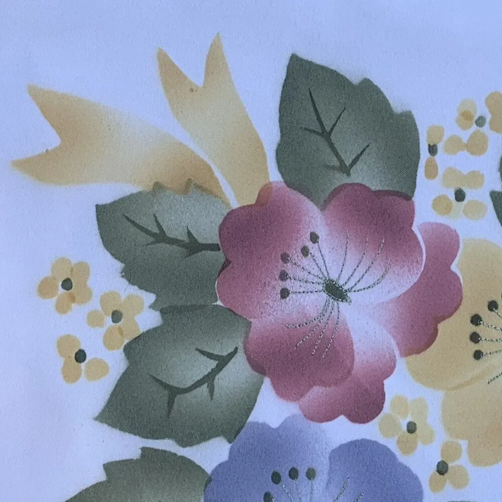 Vintage German Cream Square Tablecloth Topper Leaves Flowers Cut Outs 33” X 33”